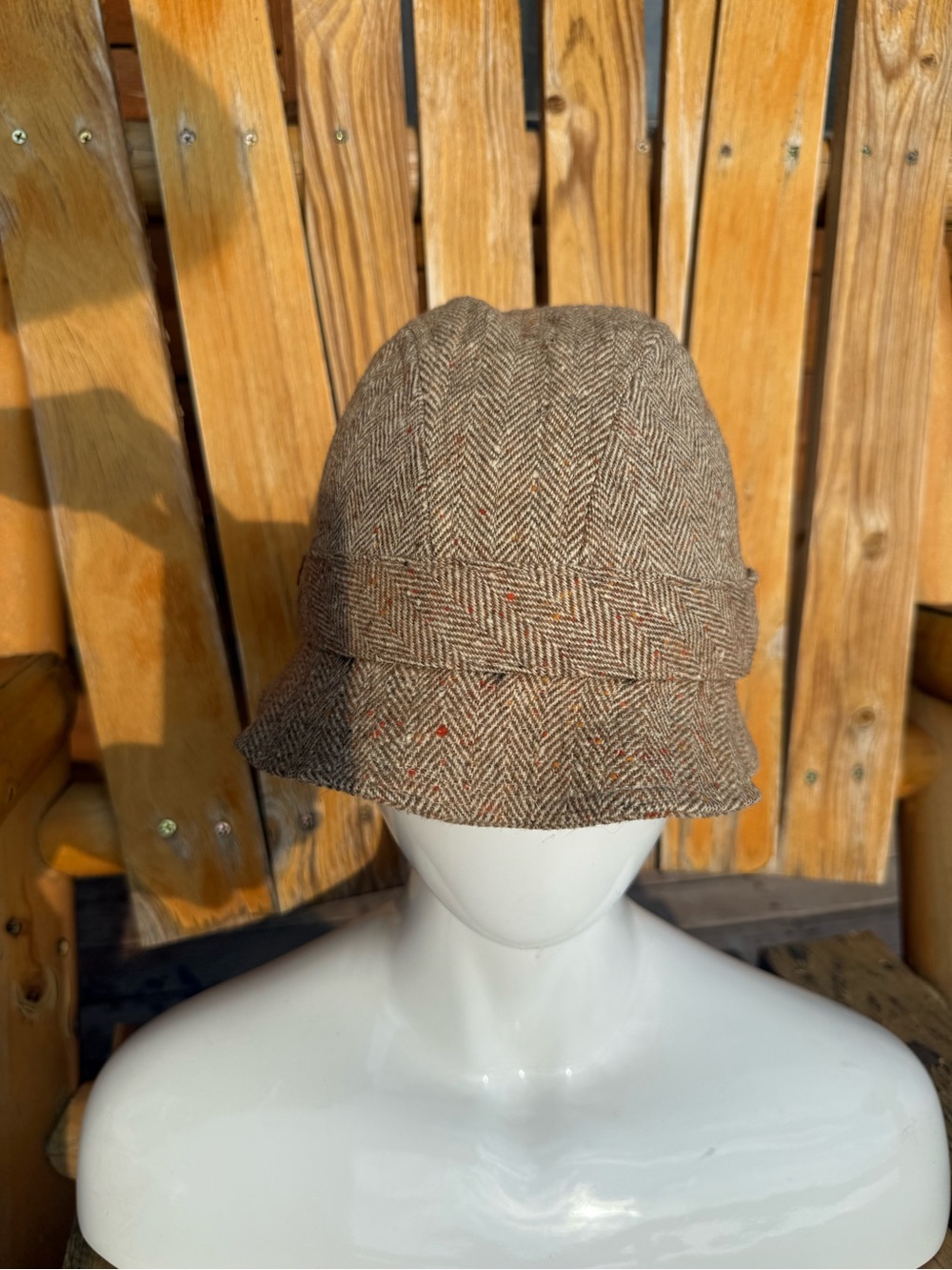Pendleton Brown Herringbone Wool hat Medium